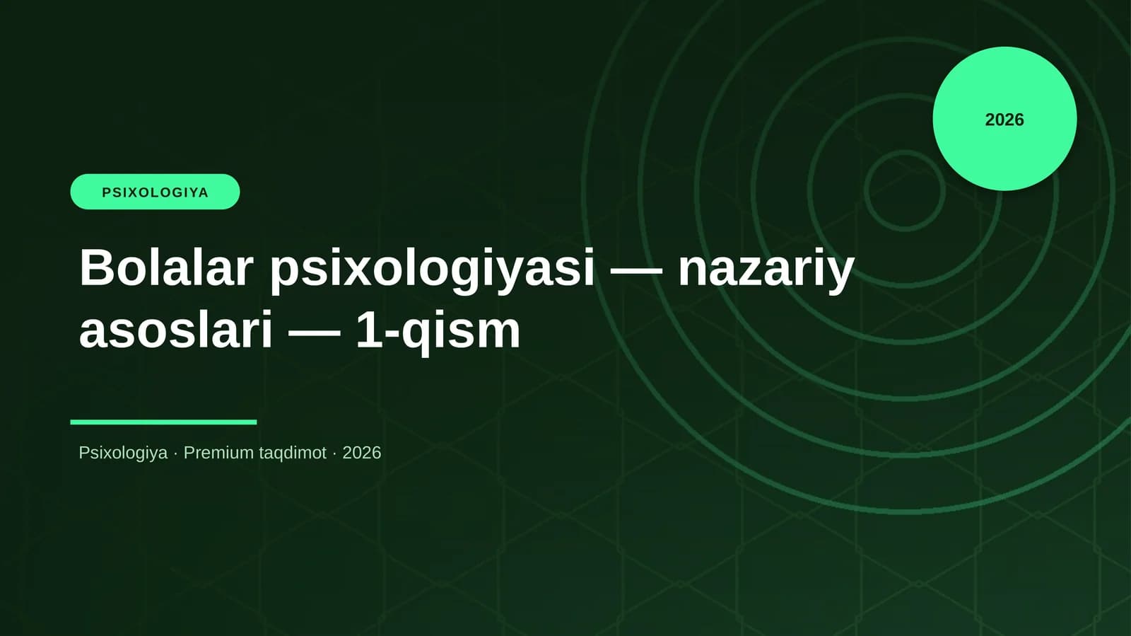 Bolalar psixologiyasi — nazariy asoslari — 1-qism