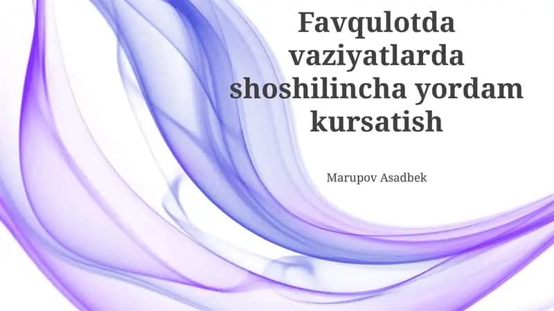 Favqulodda birinchi yordamga tayyorgarlik