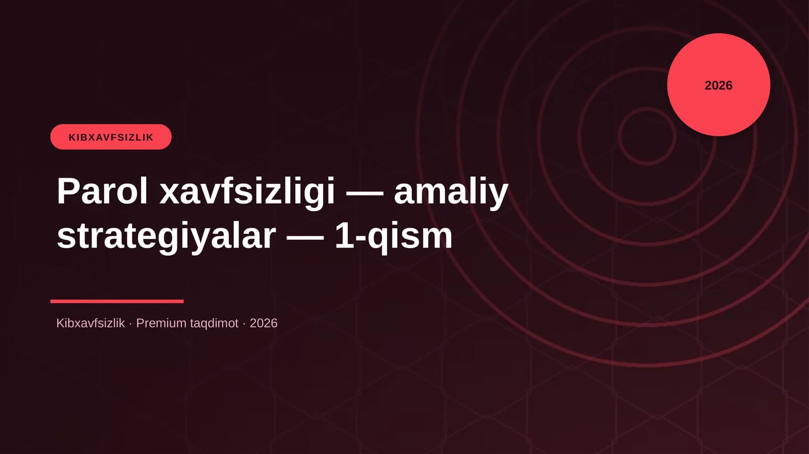 Parol xavfsizligi — amaliy strategiyalar — 1-qism