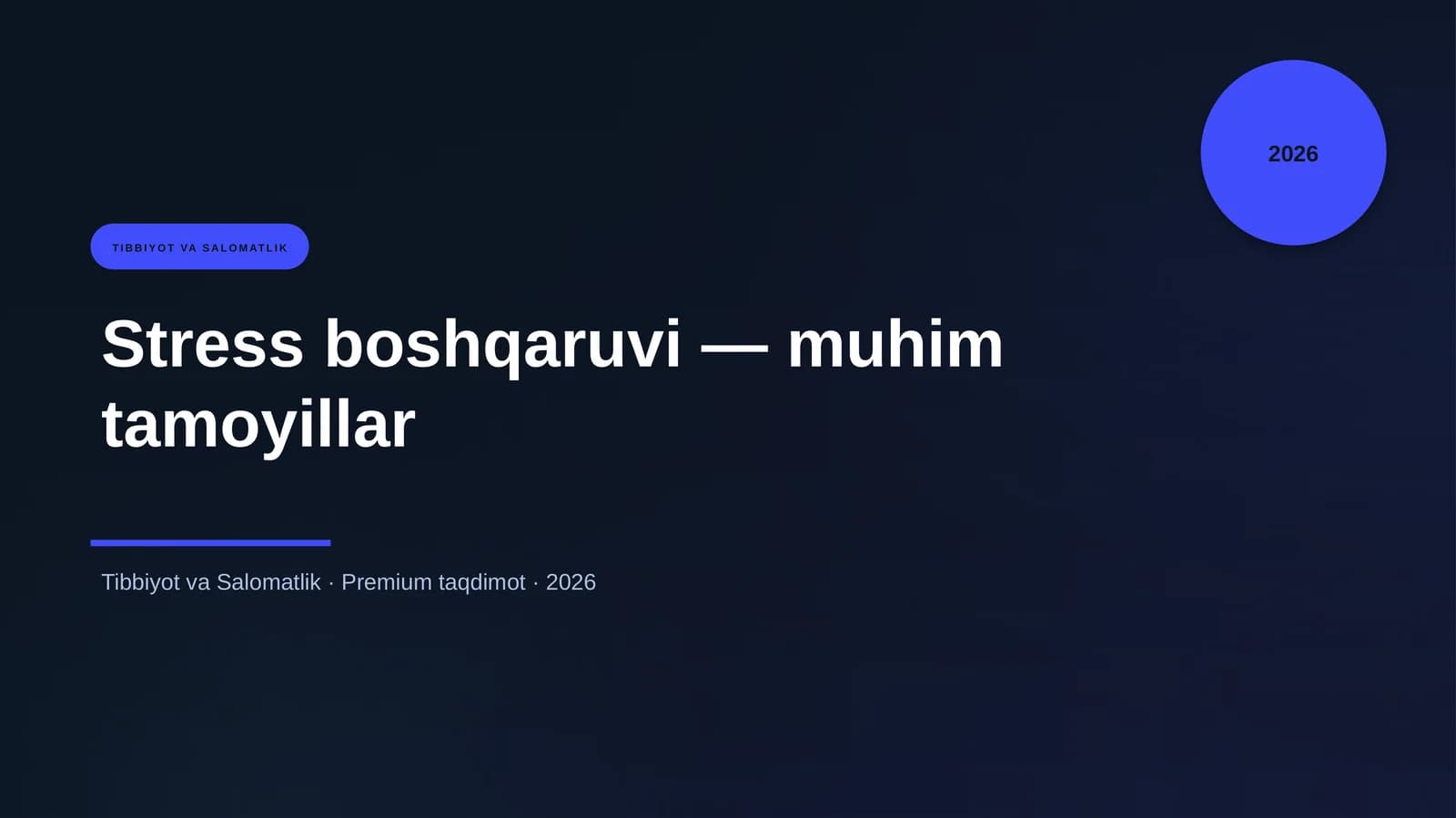 Stress boshqaruvi — muhim tamoyillar