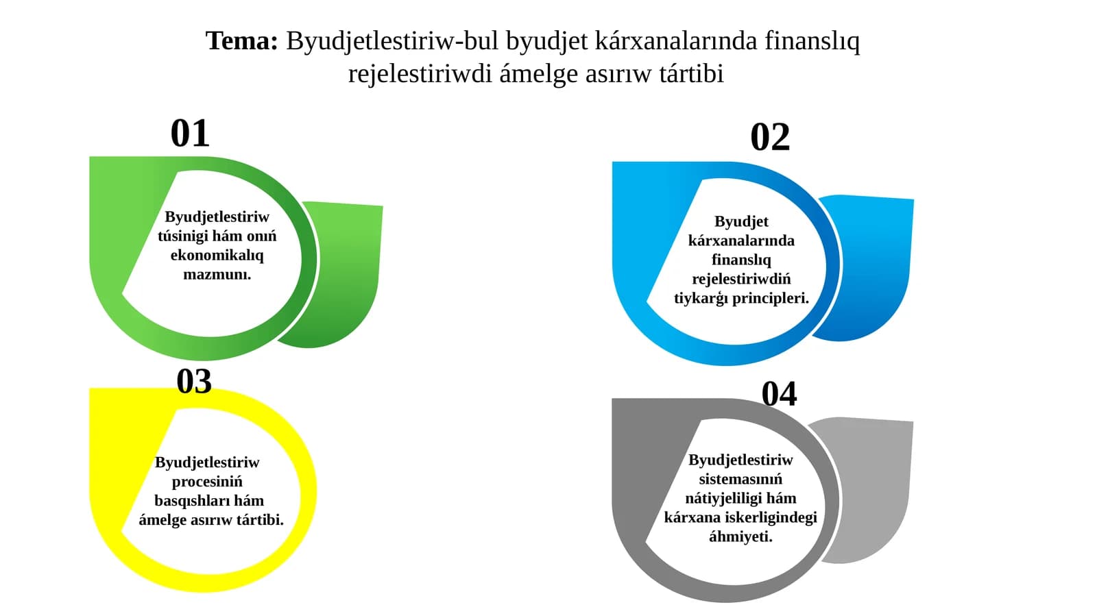 Byudjetlestiriw-bul byudjet kárxanalarında finanslıq rejelestiriwdi ámlege asırıw tártibi