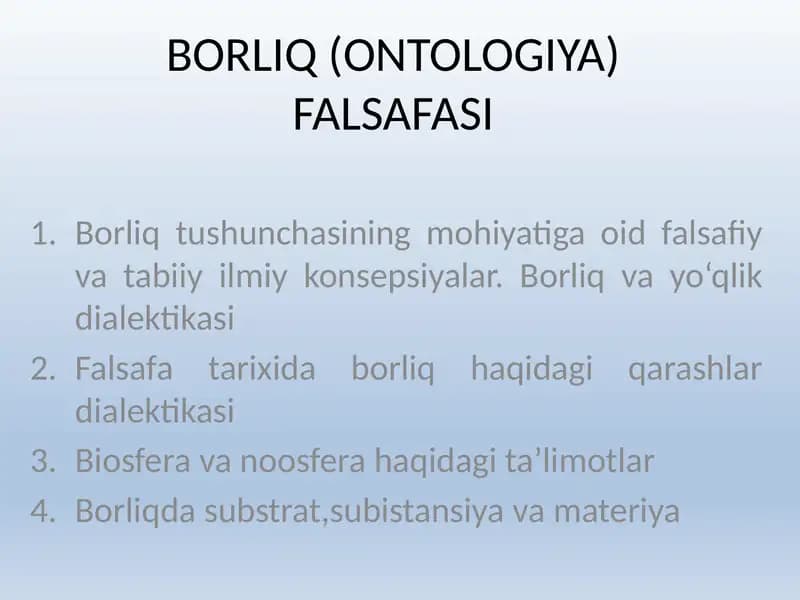 Borliq (Ontologiya) Falsafasi