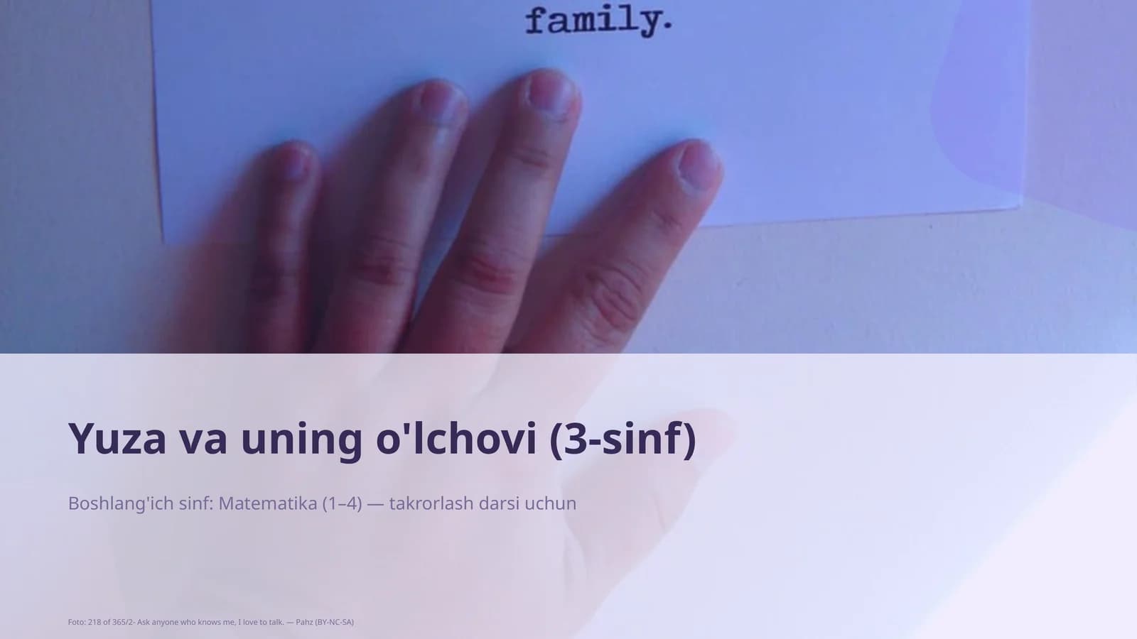 Yuza va uning o'lchovi (3-sinf)