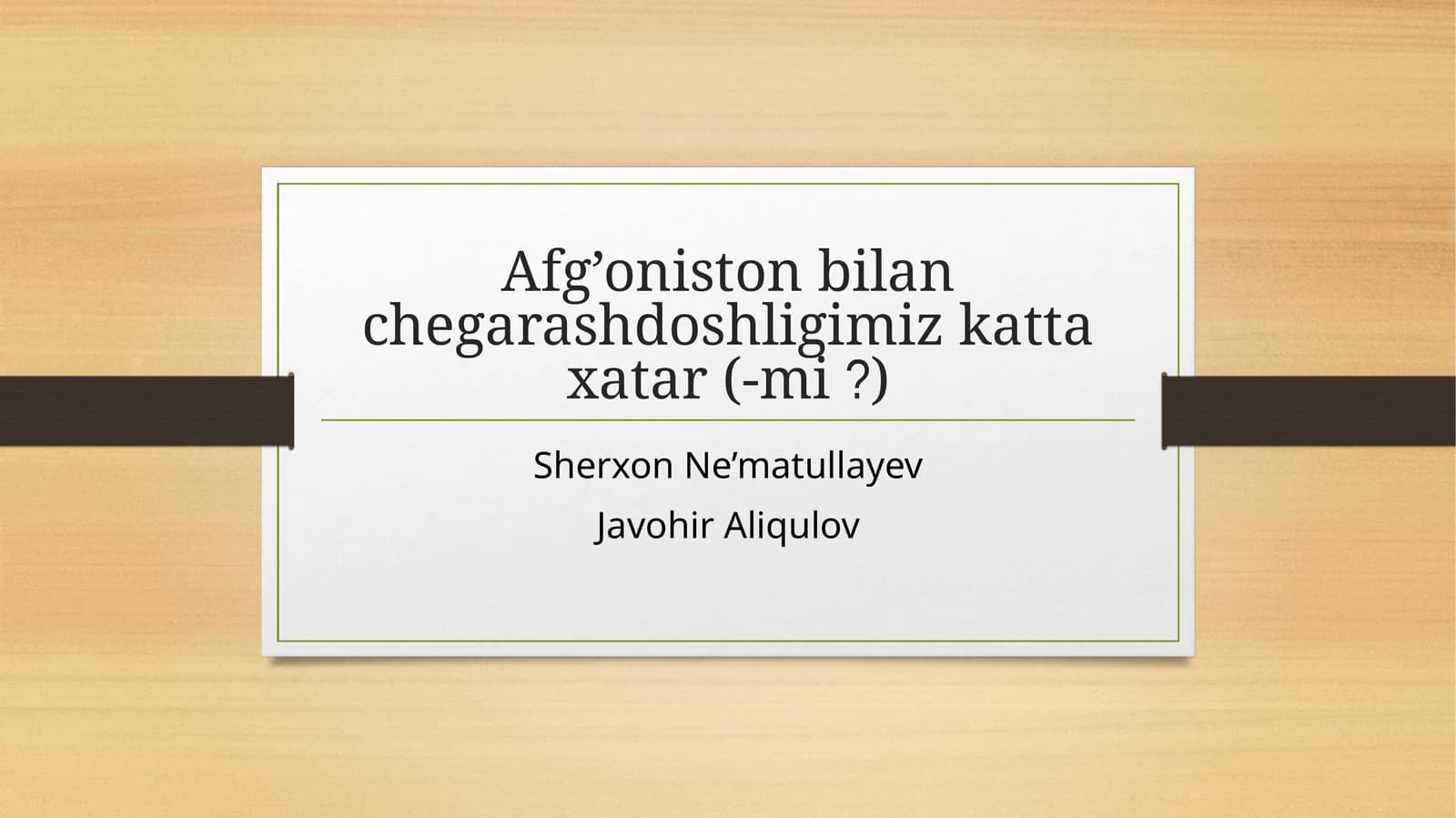 Afg’onistonbilanchegarashdoshligimizkattaxatar(-mi?)