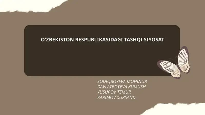 O'zbekistonning tashqi siyosatining asosiy tamoyillari