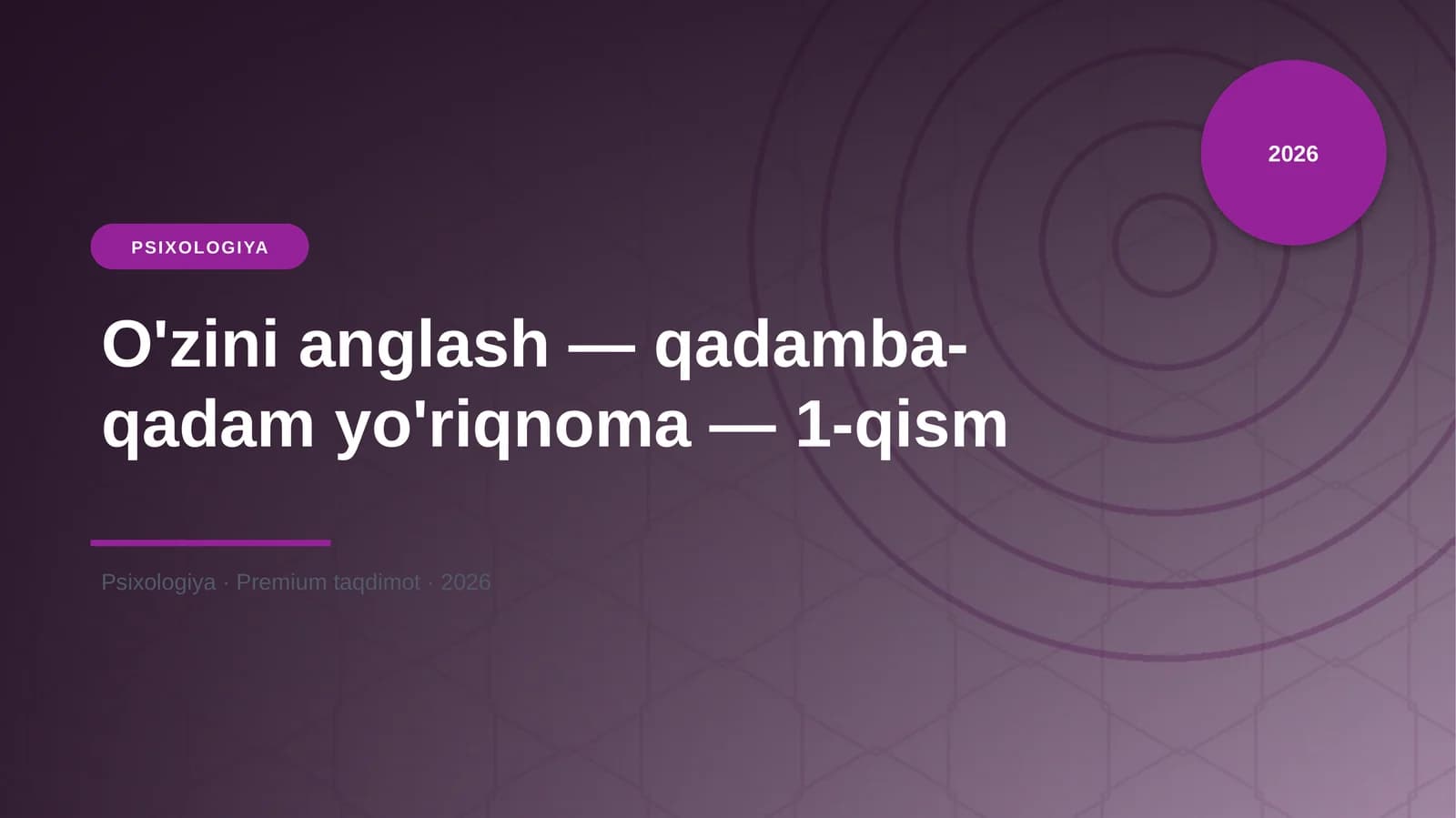 O'zini anglash — qadamba-qadam yo'riqnoma — 1-qism