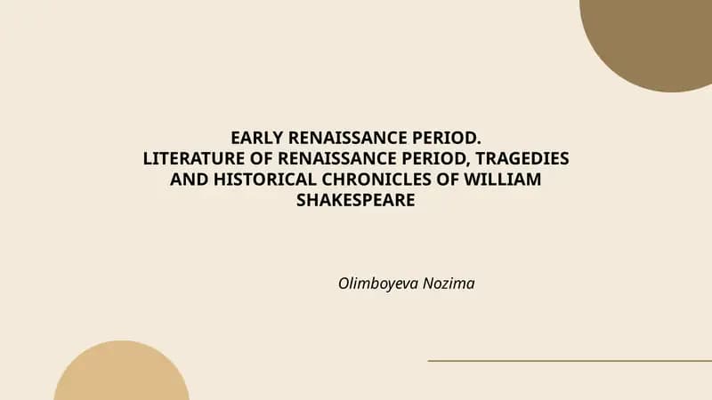 EARLY RENAISSANCE PERIOD
