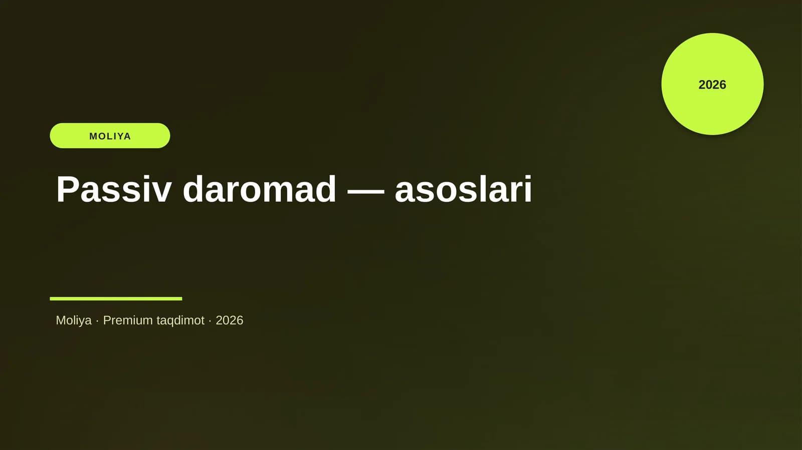 Passiv daromad — asoslari