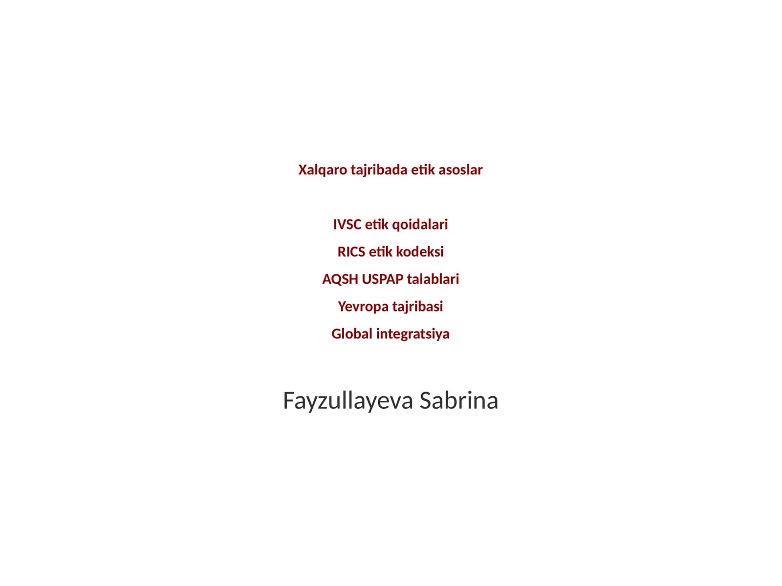 IVSC etik qoidalari