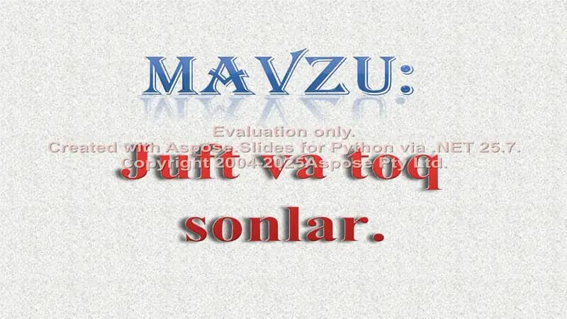 Juft va toq sonlar