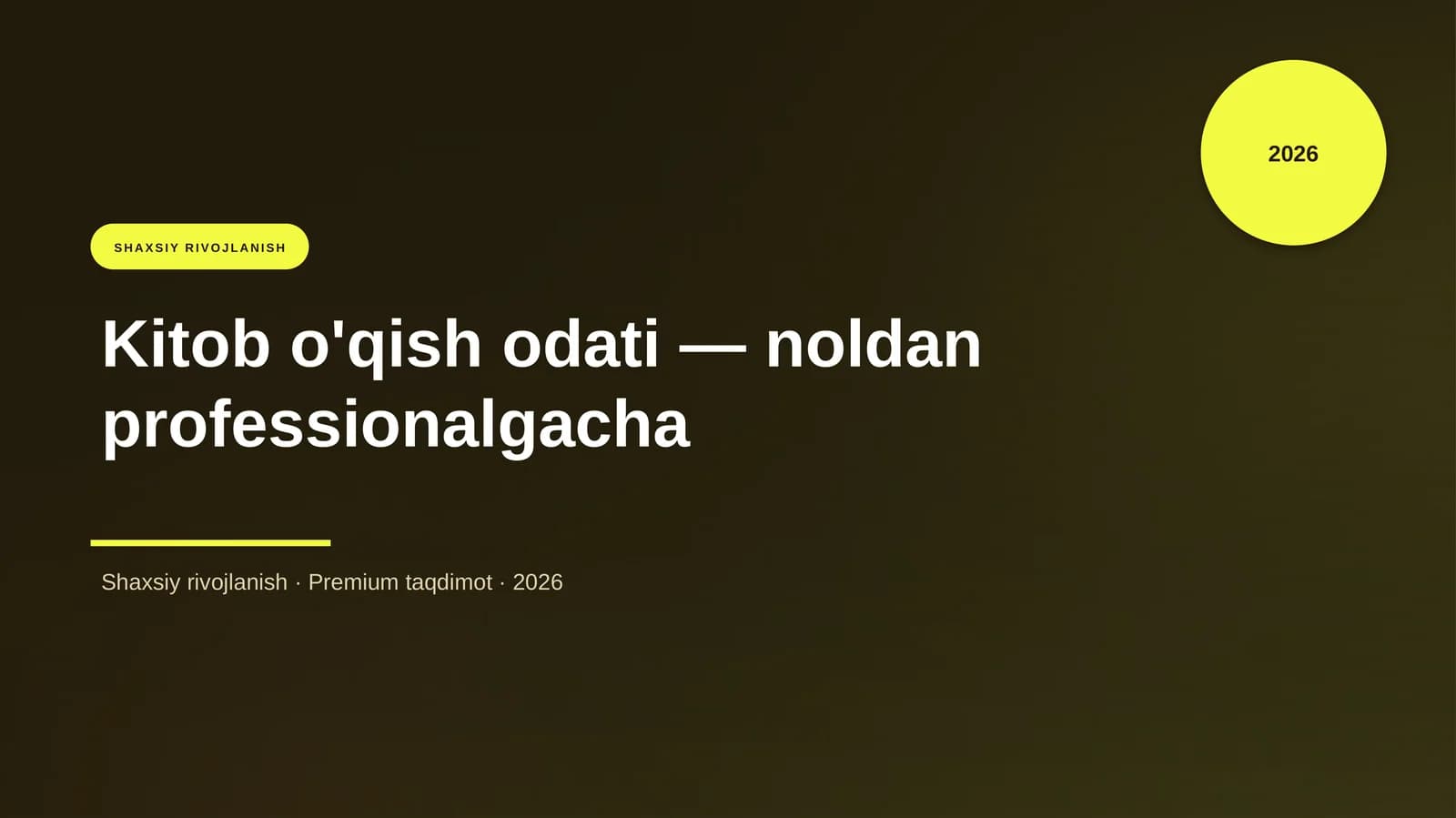 Kitob o'qish odati — noldan professionalgacha