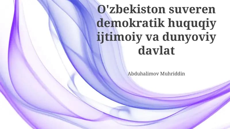 O'zbekiston - Suveren, Demokratik, Huquqiy, Ijtimoiy va Dunyoviy Davlat: Asosiy Tamoyillar