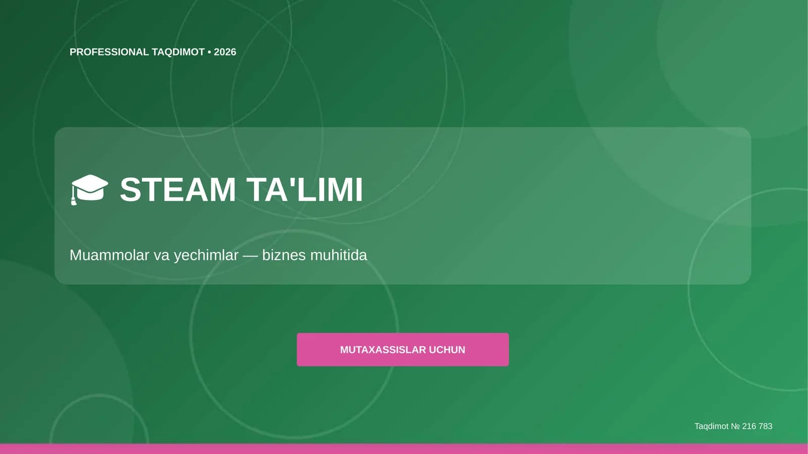 STEAM ta'limi: muammolar va yechimlar (biznes muhitida) [mutaxassislar uchun]