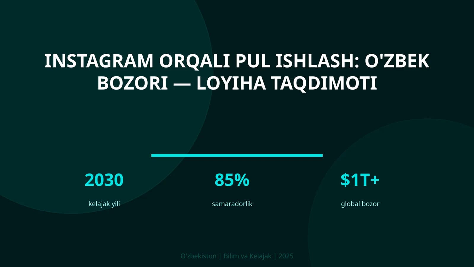 Instagram orqali pul ishlash: O'zbek bozori — loyiha taqdimoti
