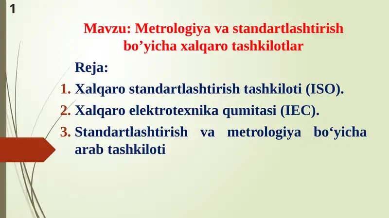 Metrologiya va standartlashtirish bo'yicha xalqaro tashkilotlar