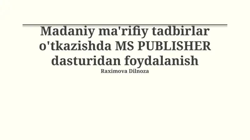 MS PUBLISHER dasturi