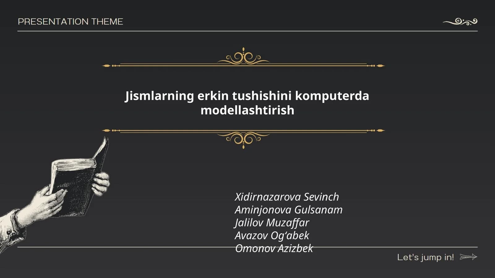 Jismlarning erkin tushishini komputerda modellashtirish