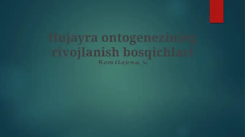 Hujayra ontogenezining rivojlanish bosqichlari