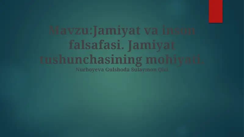 Jamiyat va inson falsafasi