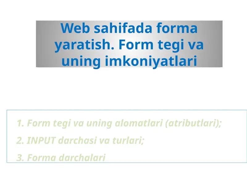 Forma Yaratish