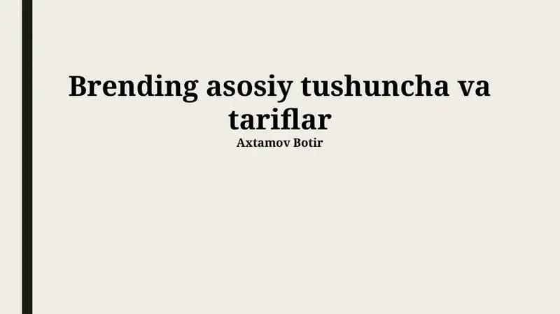 Brending asosiy tushuncha va tariflar