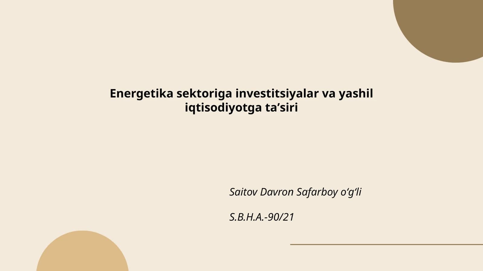 Yashil energetika tabiatni muhofaza qilish