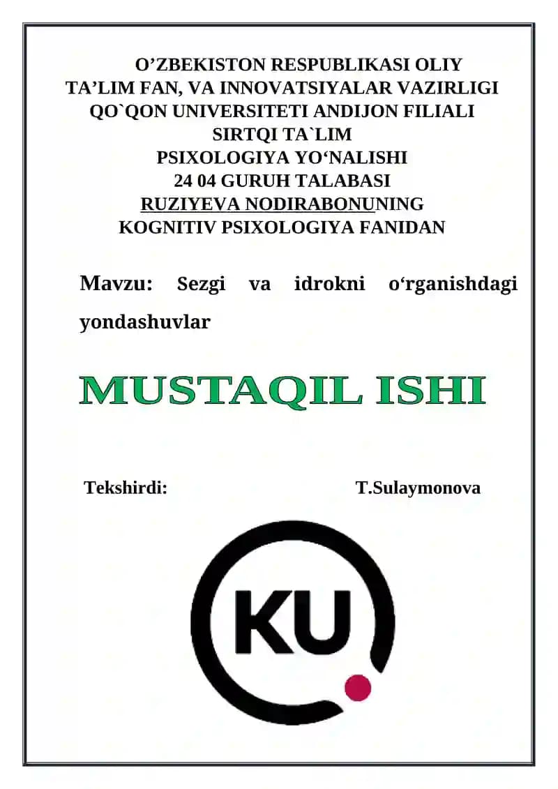 Sezgi va idrokni o‘rganishdagi yondashuvlar