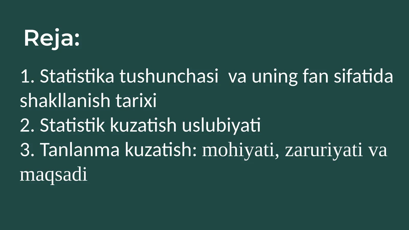 Statistikatushunchasi vauning fansifatidagi shakllanish tarixi