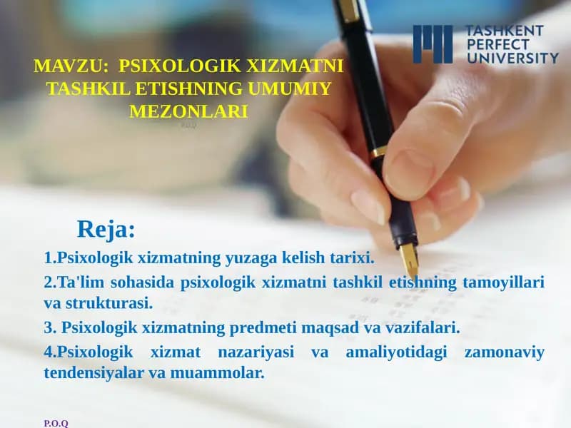 Psixologik xizmatning yuzaga kelishi tarixi