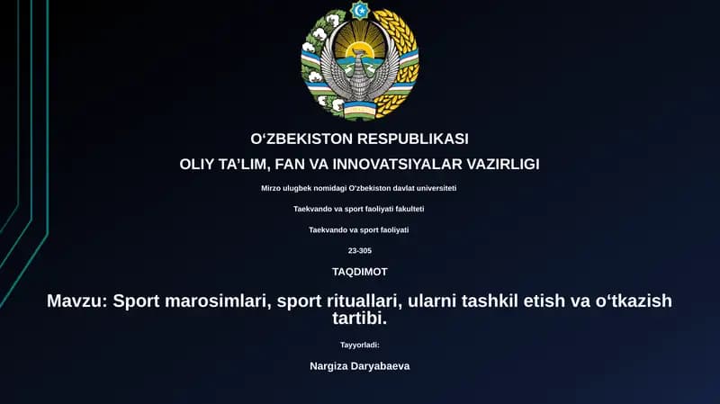 Sport tadbirlari tashkil etish asoslari