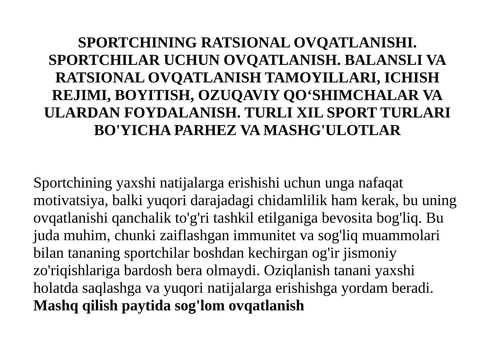 SPORTCHINING RATSIONAL OVQATLANISHI
