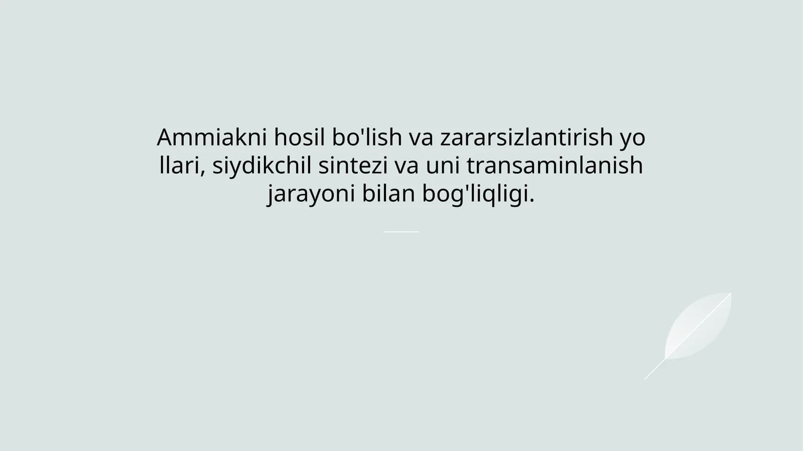 Ammiak hosil bo'lish jarayoni
