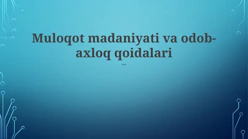 Og'zaki Muloqot Odobi