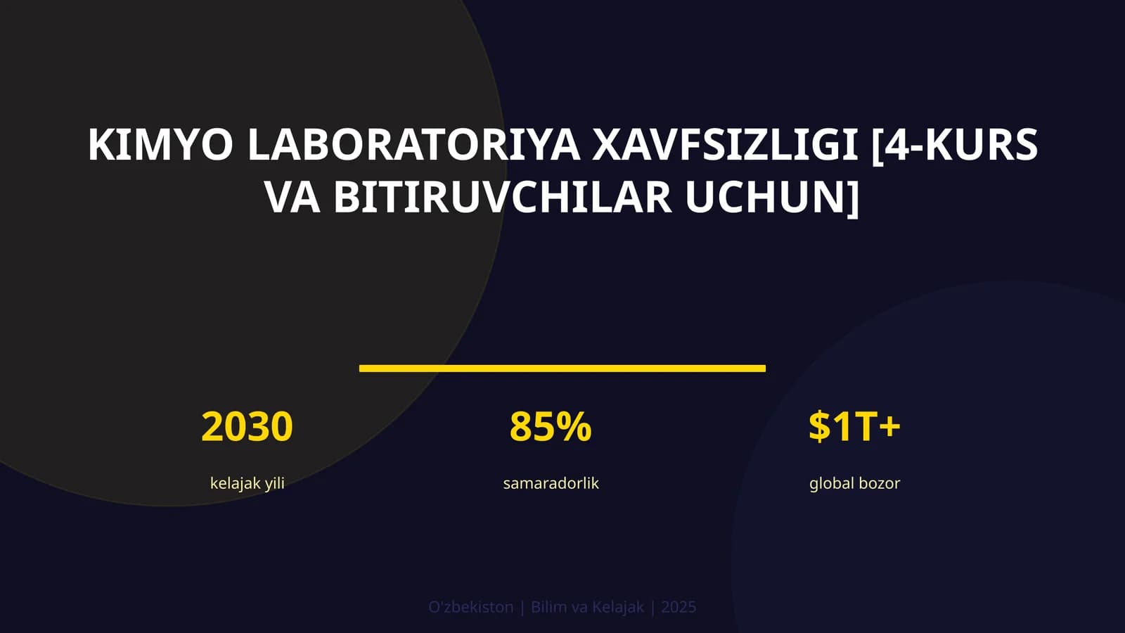Kimyo laboratoriya xavfsizligi [4-kurs va bitiruvchilar uchun]