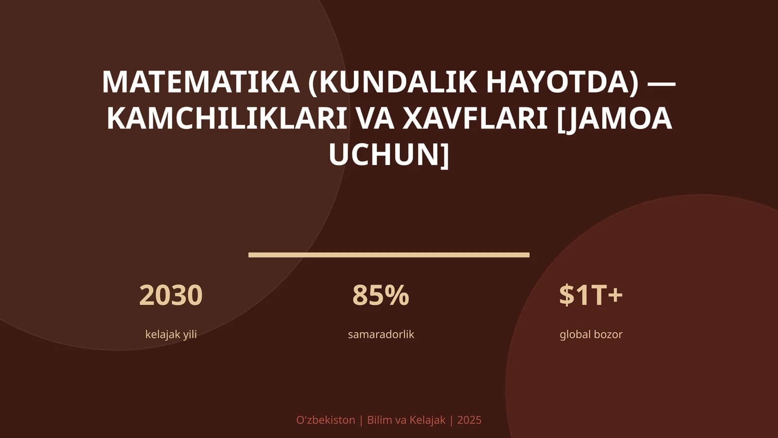 Matematika (kundalik hayotda) — kamchiliklari va xavflari [jamoa uchun]