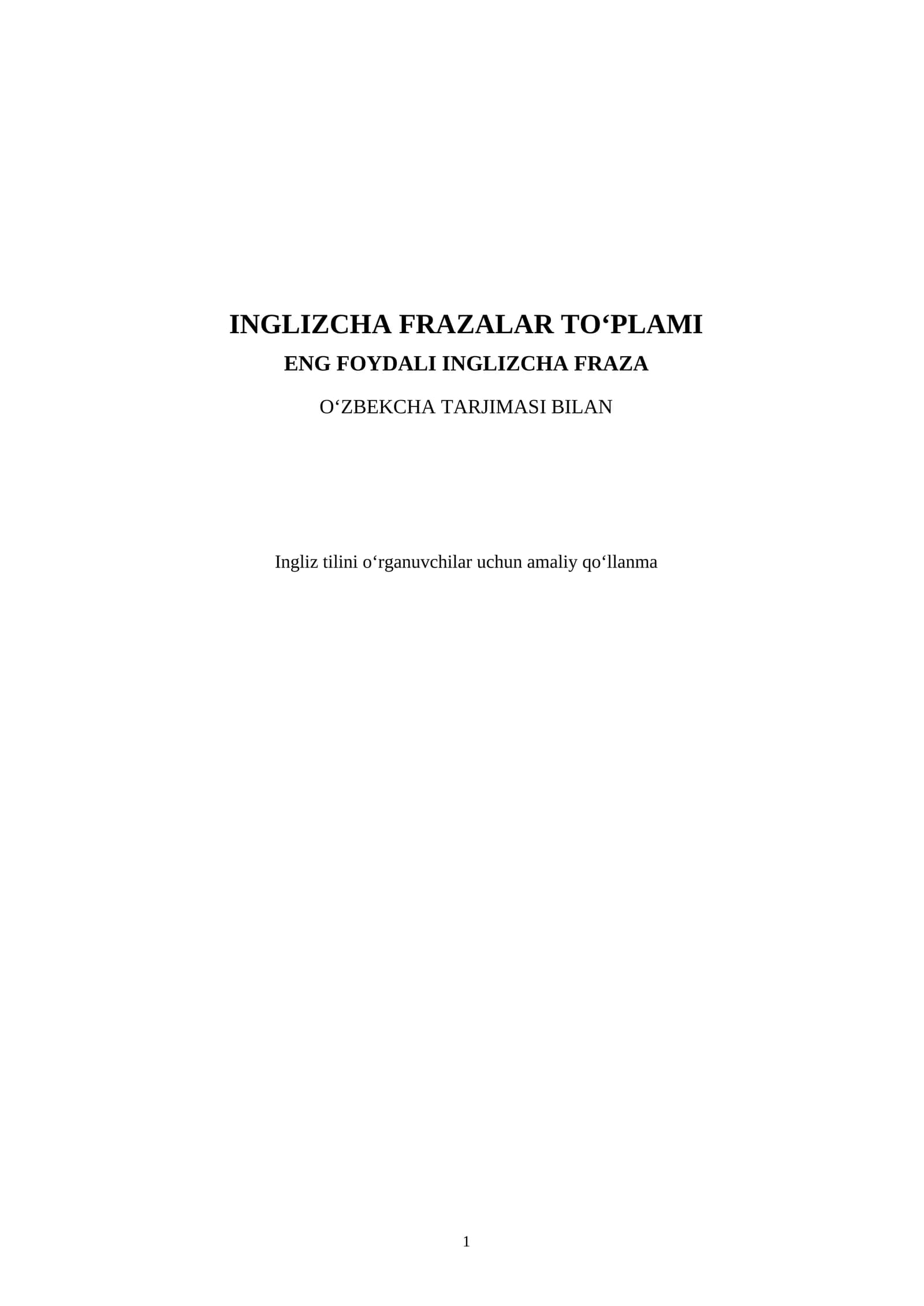 Inglizcha frazalar to'plami tarjimasi bilan