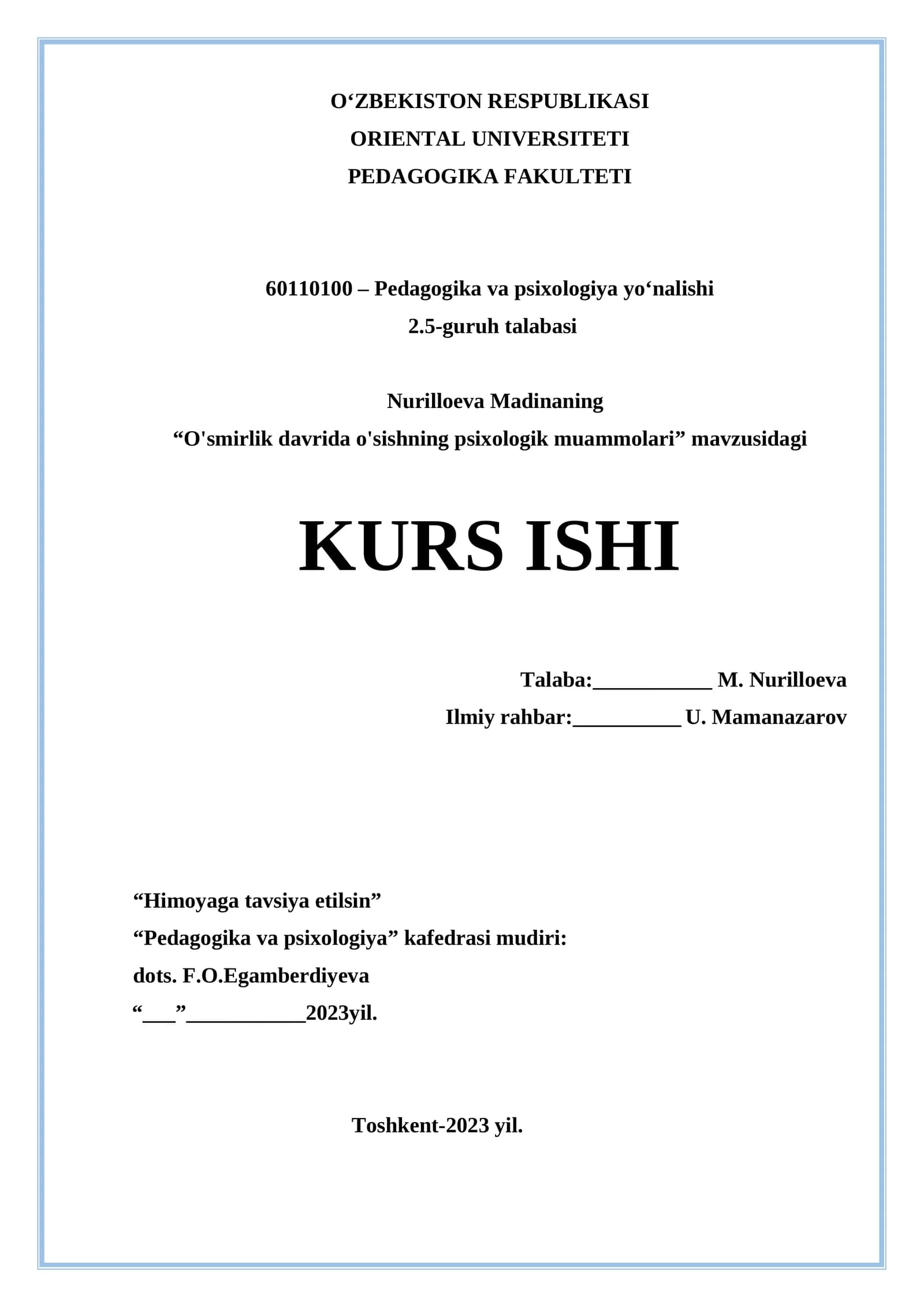 O'smirlik davrida o'sishning psixologik muammolari