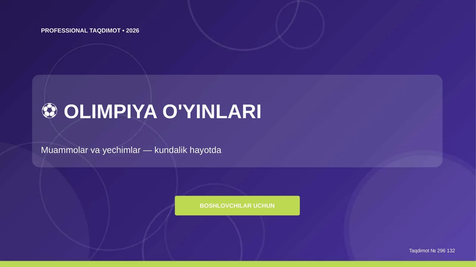 Olimpiya o'yinlari: Muammolar va yechimlar