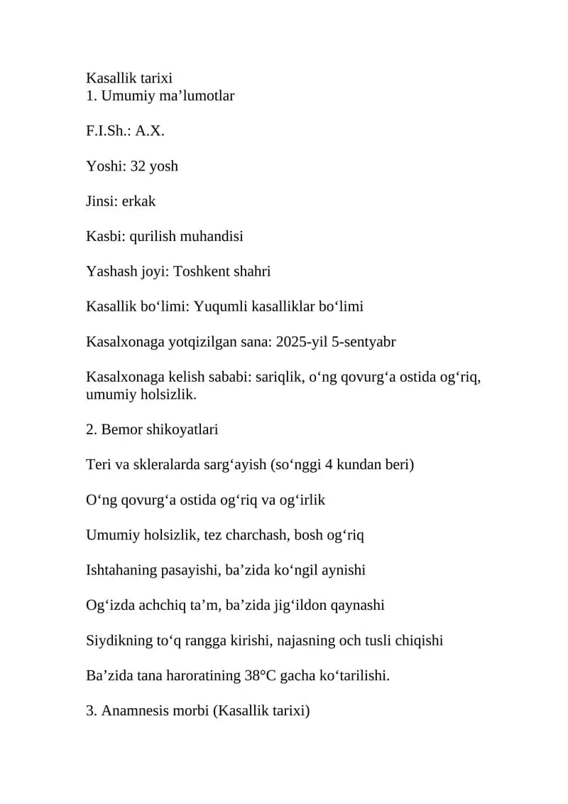 Gepatit B kasallik tarixi