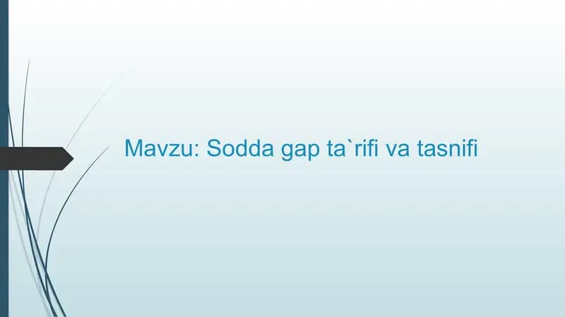Soddagap ta'rif va tasnifi