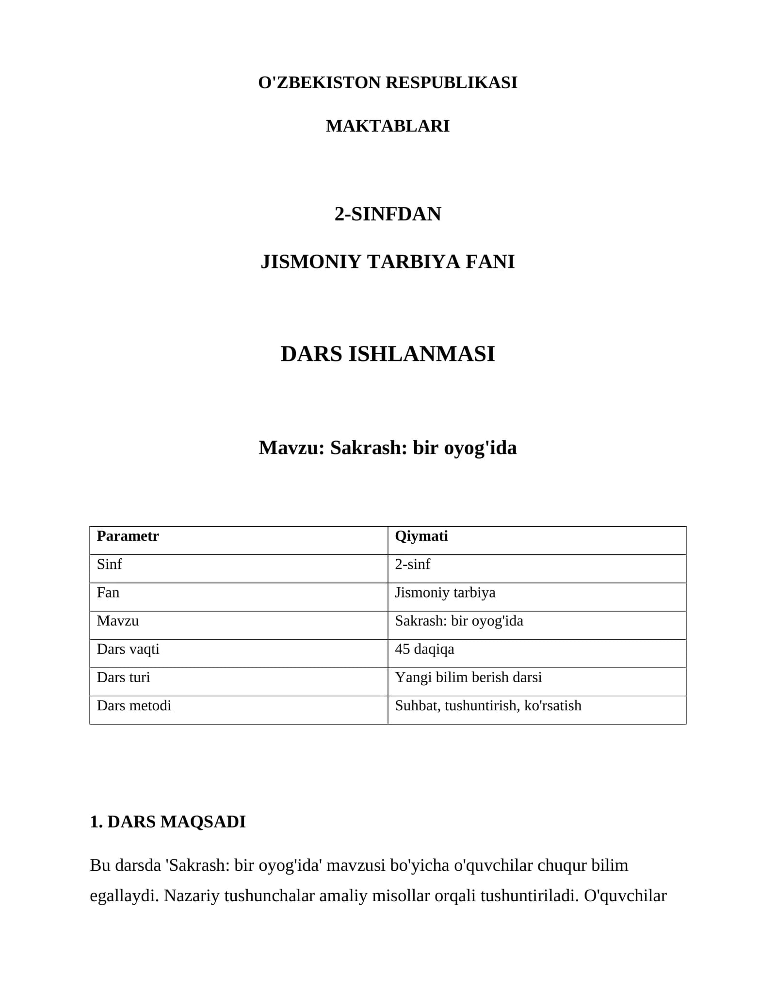 Sakrash: bir oyog'ida