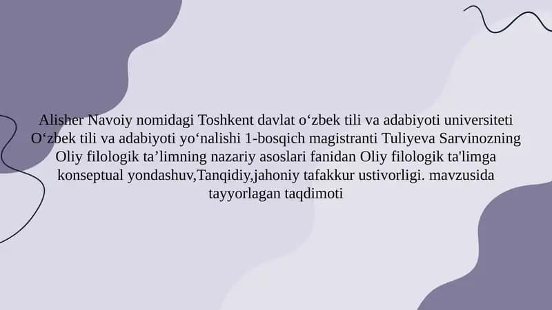 Konseptual yondashuvning asosiy tushunchalari va maqsadlari