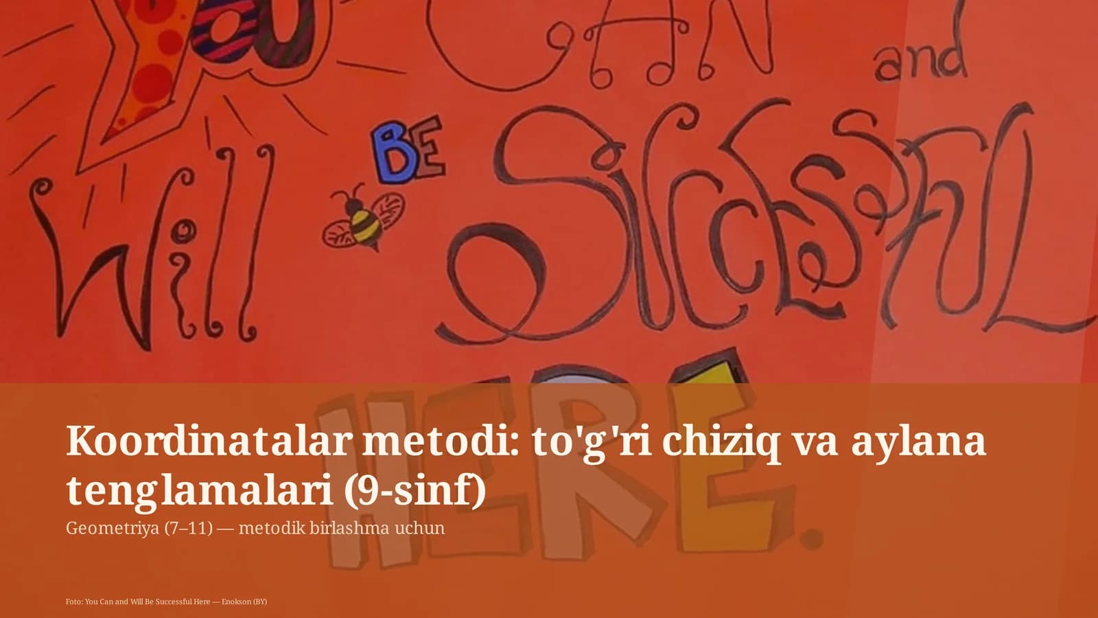 Koordinatalar metodi: to'g'ri chiziq va aylana tenglamalari (9-sinf)