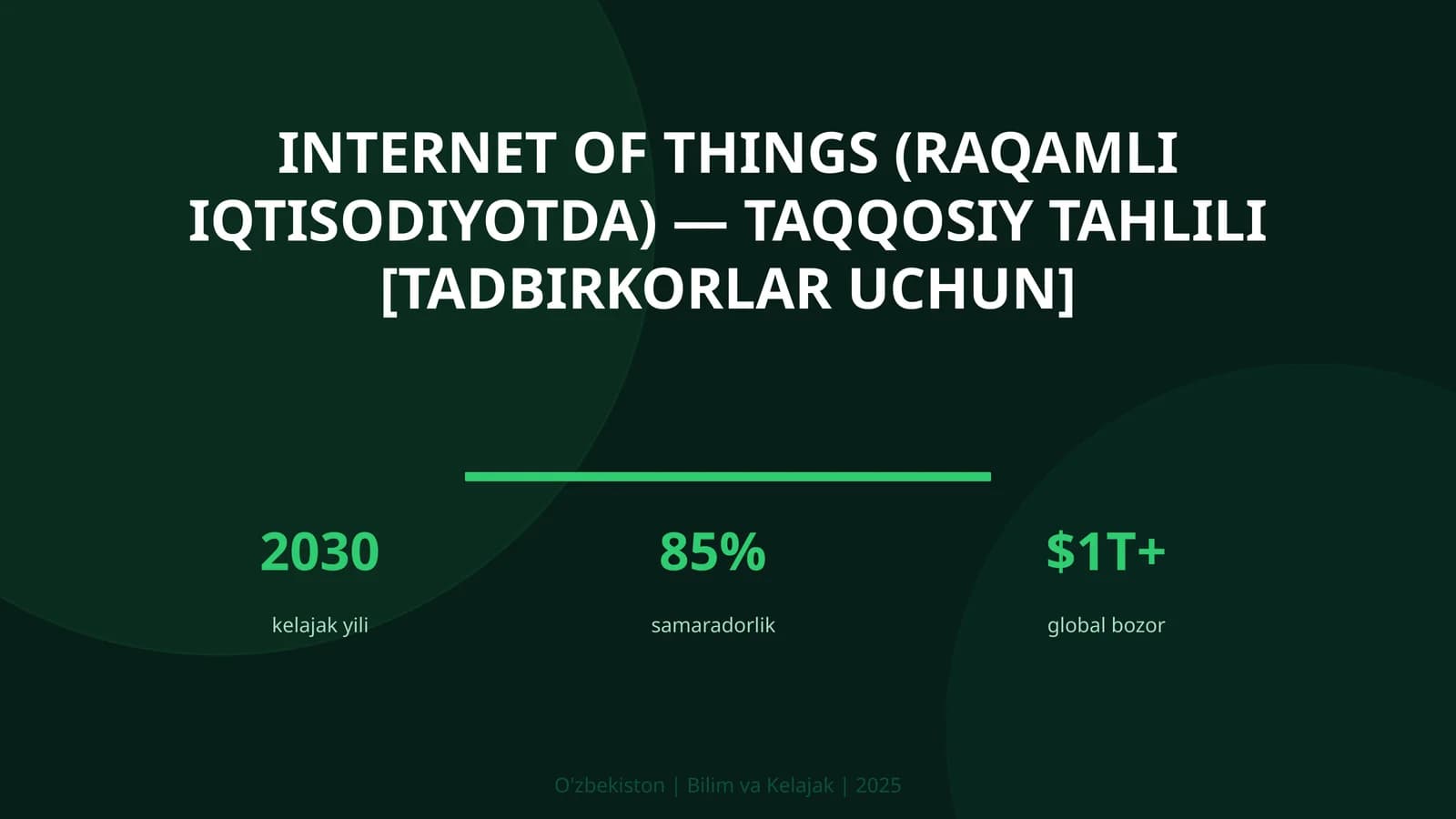 Internet of Things (raqamli iqtisodiyotda) — taqqosiy tahlili [tadbirkorlar uchun]