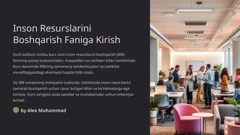 Inson resurslarini boshqarish faniga kirish