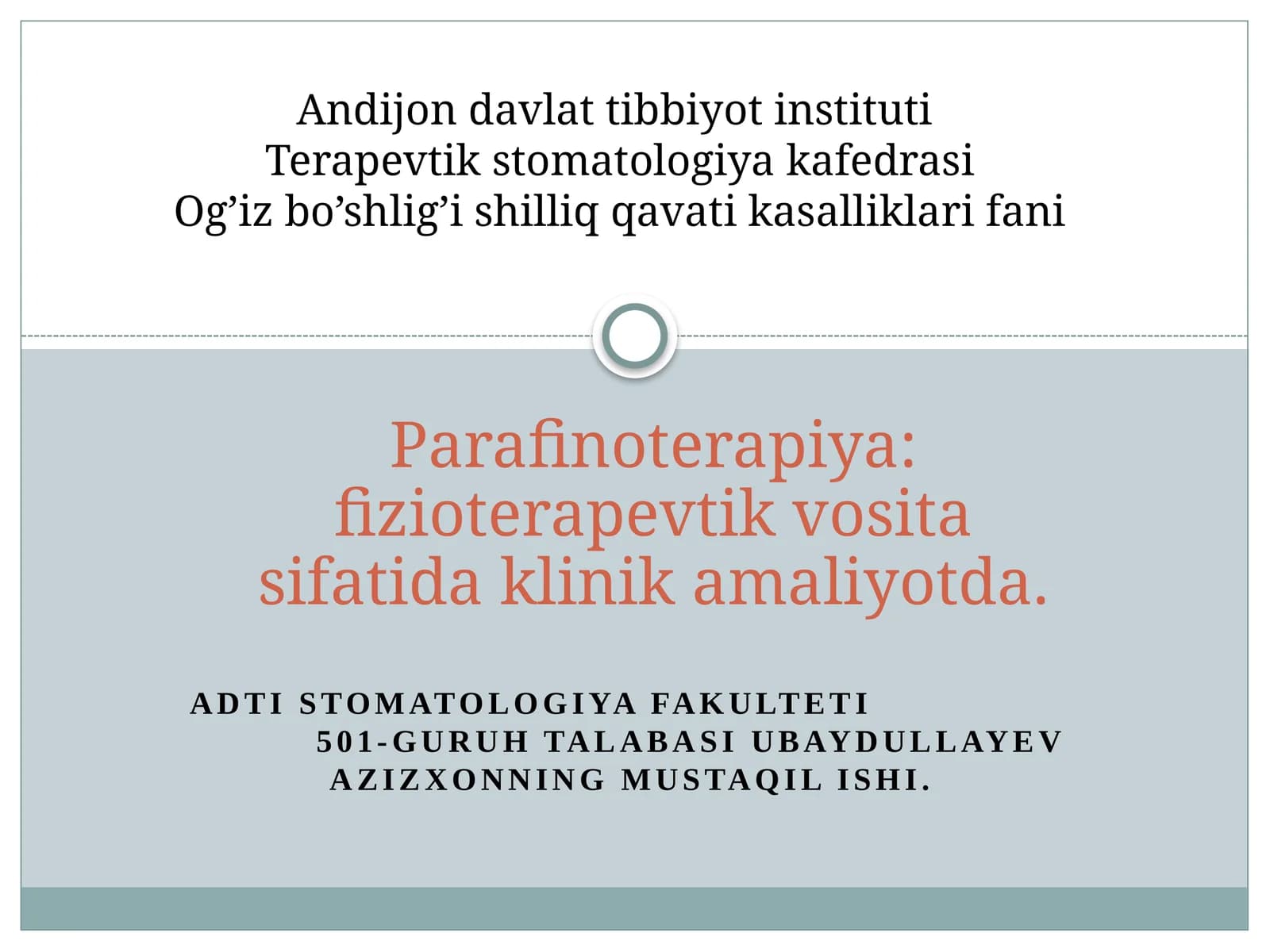 Parafinoterapiya: fizioterapevtik vosita sifatida klinik amaliyotda.
