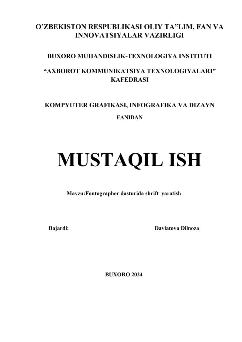 Fontographer dasturida shrift yaratish