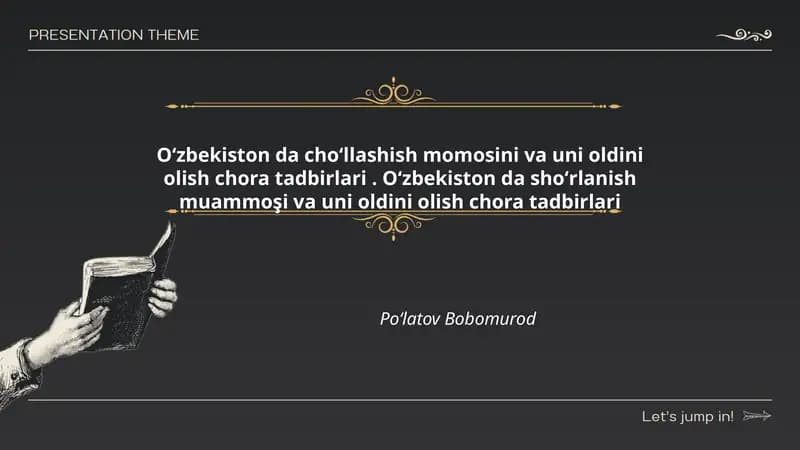 Oʻzbekiston da choʻllashish momosini va uni oldini olish chora tadbirlari