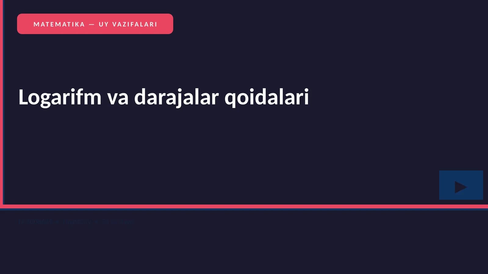 MATEMATIKA — UY VAZIFALARI