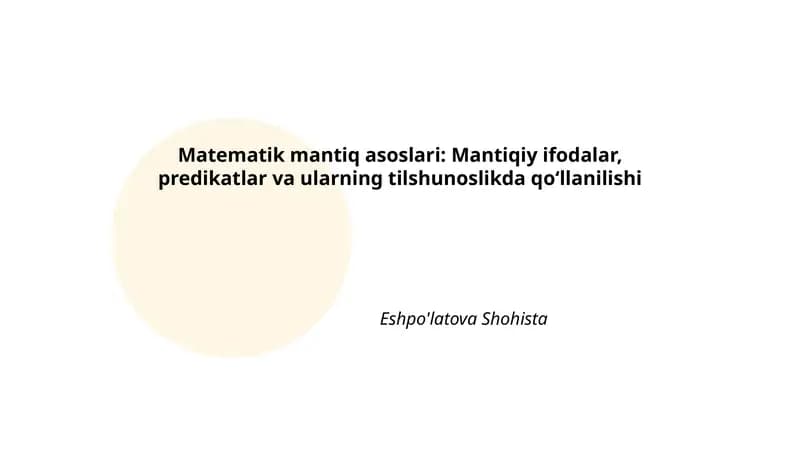 Matematik mantiq asoslari